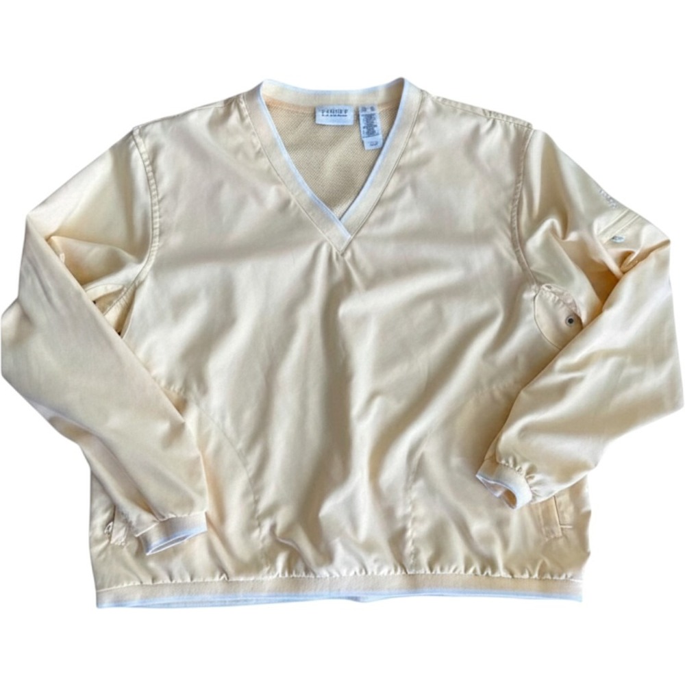 Liz Golf Windbreaker V-Neck Pullover Pastel Yellow Coastal Grandma Vintage L‎